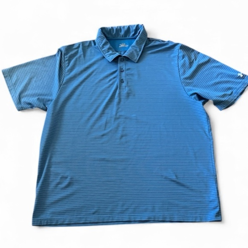 Under Armour Men's Blue Striped Polo Shirt - Picture 1 of 7